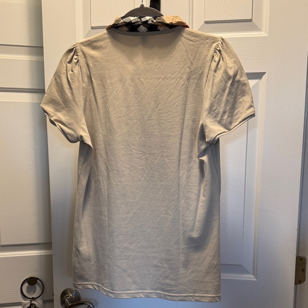 Burberry Beige Polo with Check-Trim Collar - Picture 3 of 3